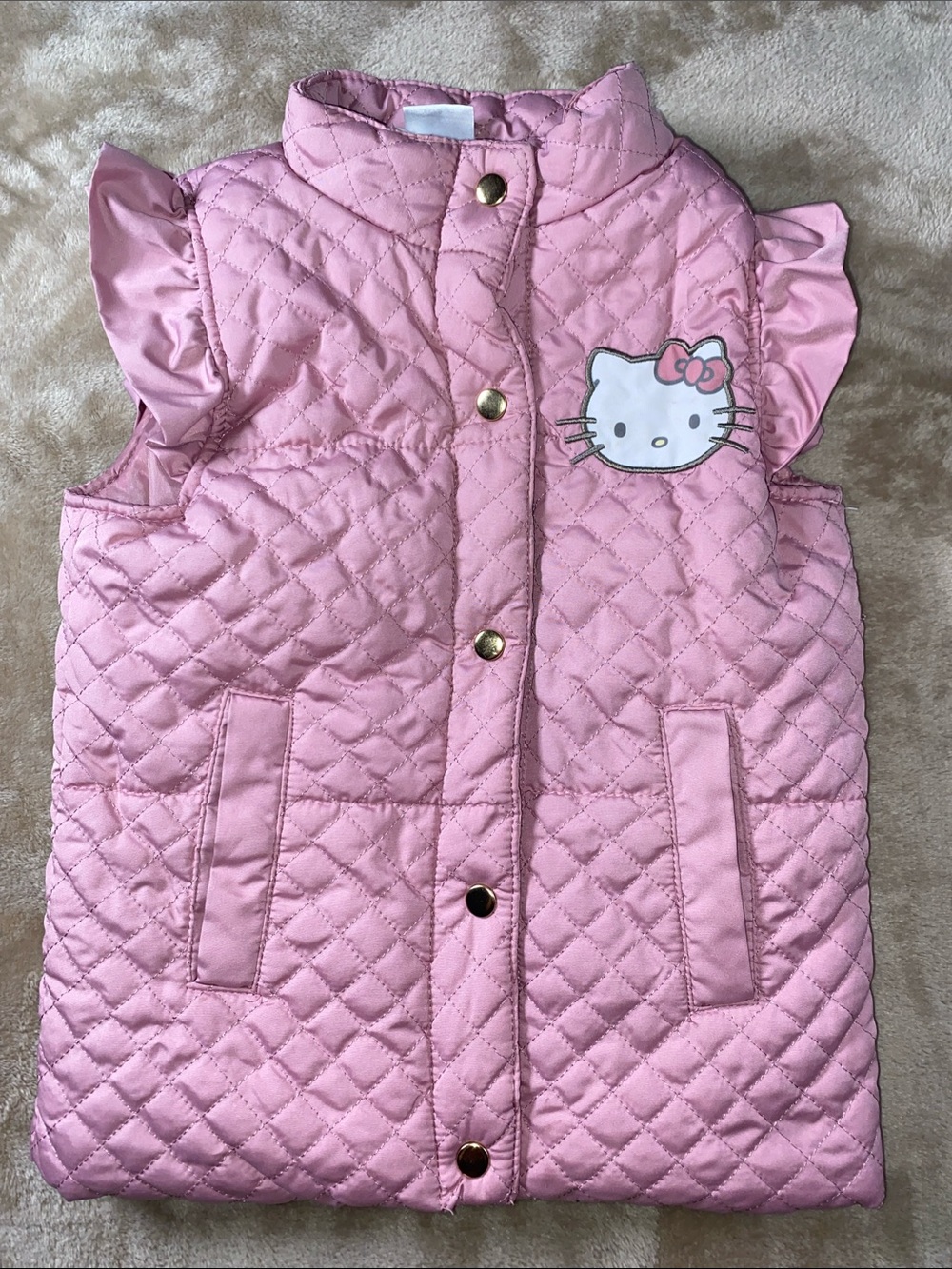 Hello Kitty Kids pink quilted puffer sleeveless vest